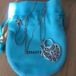 Tiffany & Co. Filigree heart and key necklace
